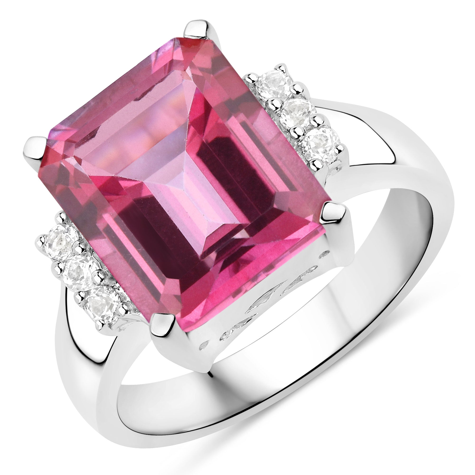 NEW 925 Silver good Pink Topaz Diamond Ring