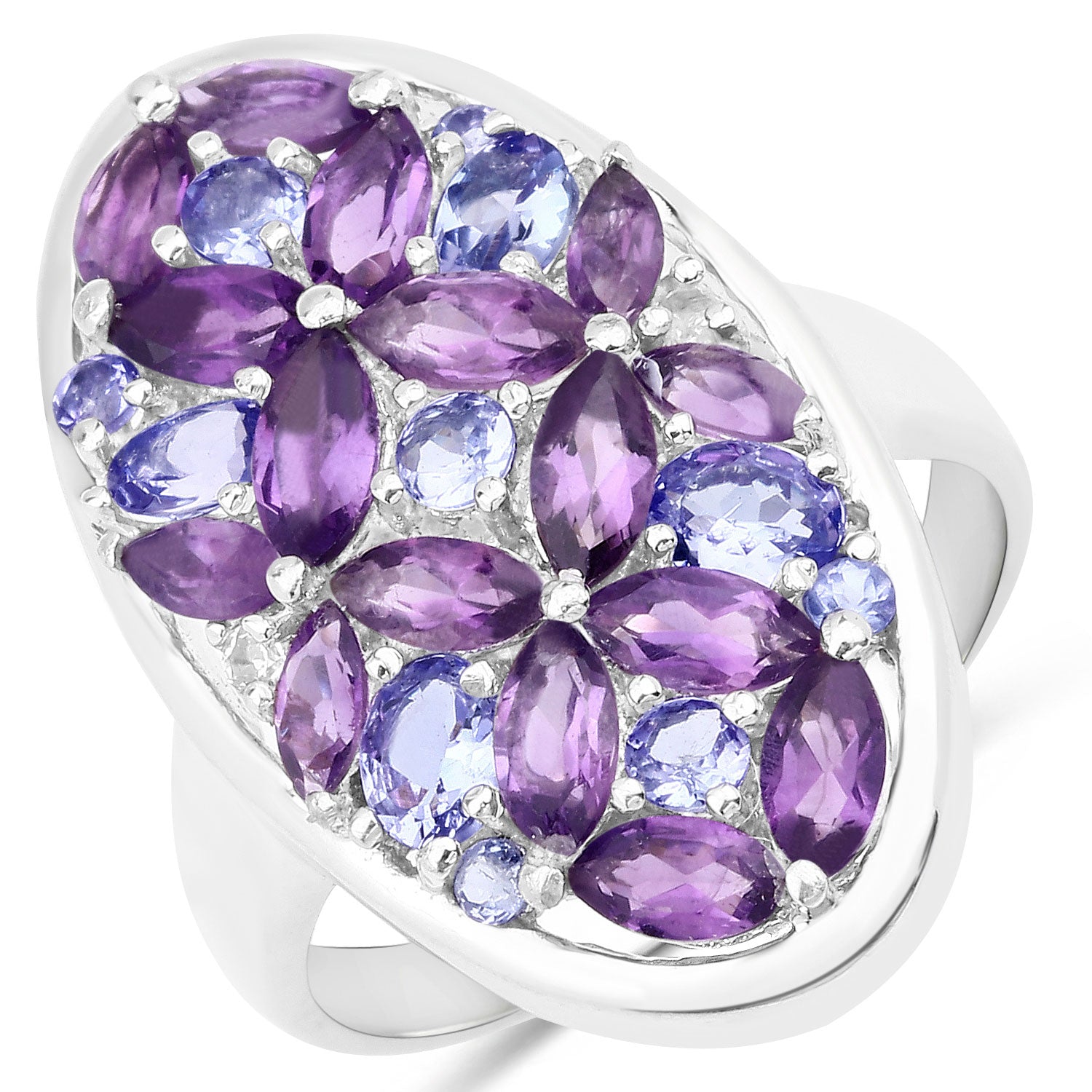 1,3 Carat Tanzanite from Africa White Topaz high quality Ring 925 Silver Size 8 / 58,5